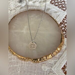 CANCER Coin Necklace | Dainty SILVER‎ Zodiac Pendant Chain